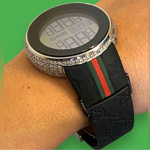 AUTHENTIC Gucci I-Gucci MENS 5.37 CTW Diamond Digital Watch NICE!!! - Picture 3 of 16